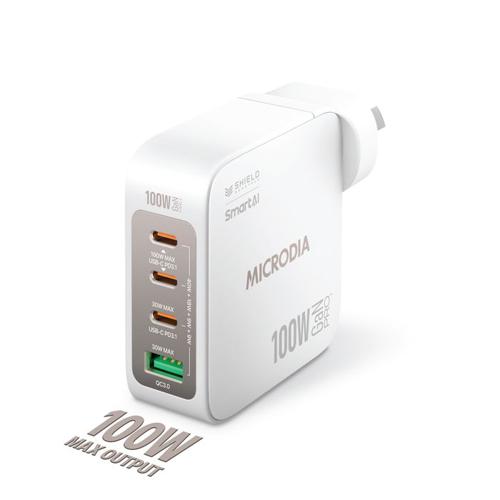 MICRODIA SMARTCUBE NANO 100W 4 PORT GAN WALL CHARGER - WHITE