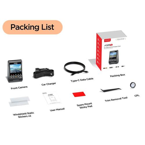 VIOFO DASHCAM A329 4K SINGLE CHANNEL WIFI 6 GPS