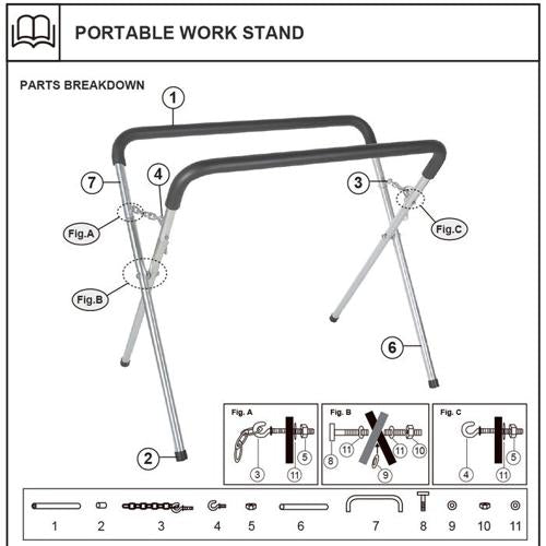 SPARE CHAIN WITH EYE BOLT FOR EDS AUTO PORTABLE WORK STAND