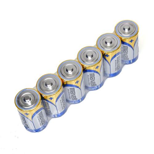 MAXELL ALKALINE C SIZE BULK SIX PACK BATTERIES IN SHRINK WRAP PACKAGING