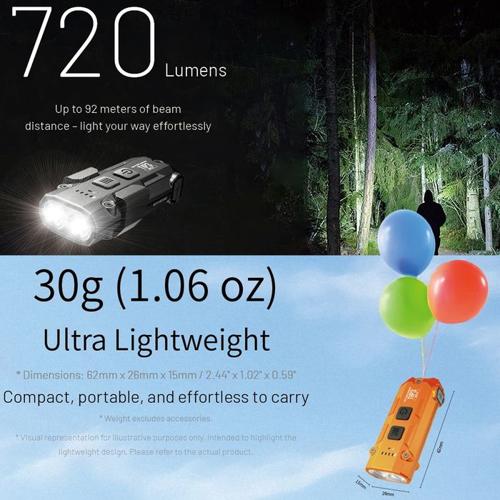NITECORE TIP3 720 LUMEN KEYCHAIN LIGHT CLASSIC ALLOY ORANGE