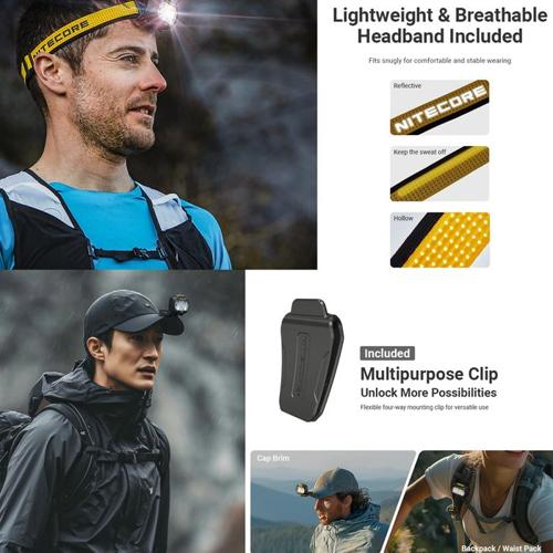 NITECORE 800 LUMEN USB RECHARGEABLE LED HEADLAMP YELLOW
