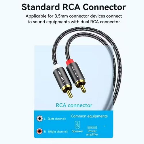 VENTION 2X RCA MALE TO 3.5MM TRS CABLE 3M FOR SKAA AKIKO/RUSH