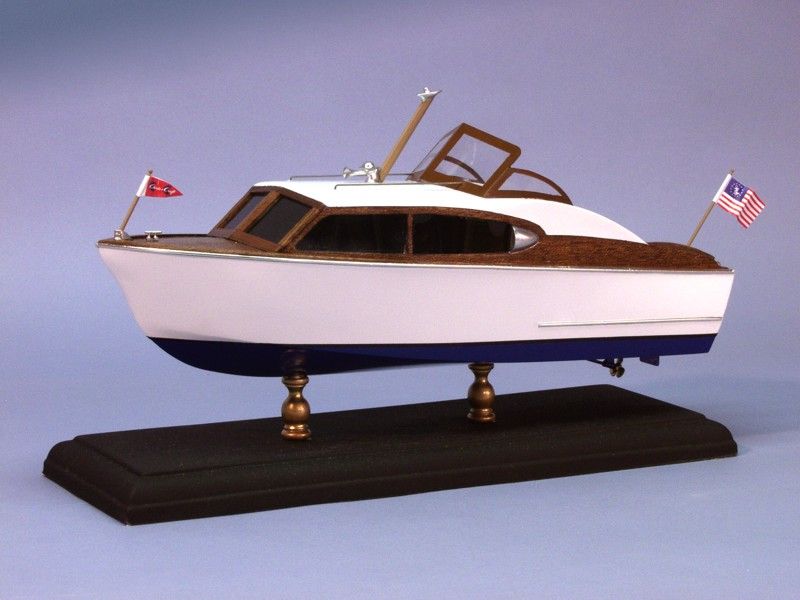Detailed model kit of the 1956 Chris-Craft 24' Sedan, crafted from mahogany and balsa, perfect for collectors and builders.