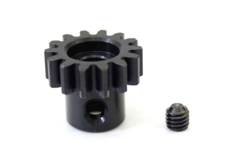 Kyosho 14T pinion gear, 1.0M size, 5mm shaft for improved RC car performance and durability in racing conditions.