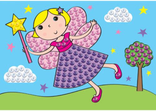 Craft kit featuring fairies and unicorns with self-adhesive pictures and 800 vibrant sequins for creative fun.