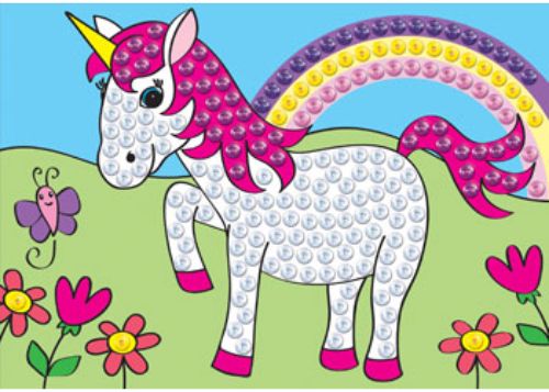 Craft kit featuring fairies and unicorns with 800 vibrant sequins for creating sparkling pictures, promoting creativity and fine motor skills.