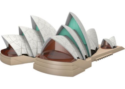 3D puzzle of Sydney Opera House, featuring 237 pieces and vibrant details, perfect for collectors and puzzle enthusiasts.