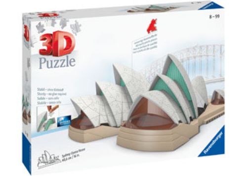Ravensburger Sydney Opera House 3D puzzle showcasing intricate design and architectural beauty in 237 durable pieces.