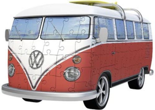 3D model puzzle of the iconic VW Kombi Bus, featuring 162 precision pieces, no glue needed, 30x14x15 cm when assembled.