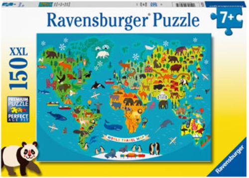 Puzzle - Ravensburger - Animal World Map Puzzle 150pc