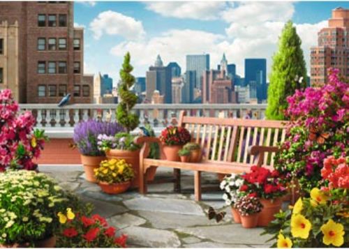 Large Format Puzzle - Ravensburger - Rooftop Garden Large Format Puzzle 500pcLF