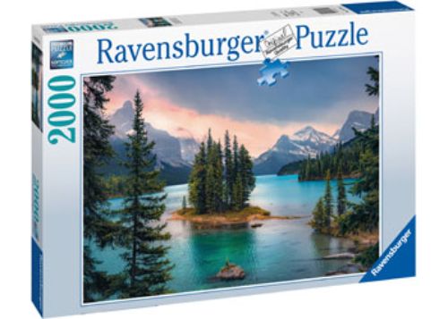 2000-piece Ravensburger Spirit Island puzzle showcasing stunning artwork of a fantasy landscape in Canada.