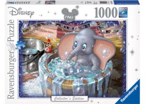 "Ravensburger 1000pc Dumbo puzzle featuring vibrant artwork from the classic 1941 Disney film, perfect for family fun."