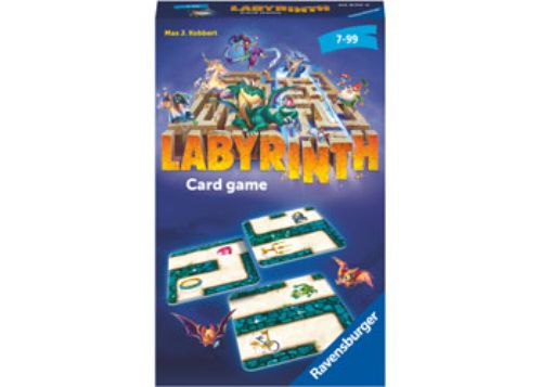 Ravensburger Labyrinth Card Game featuring vivid illustrations and strategy-based gameplay for family fun and adventure.