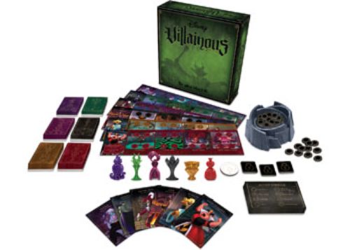 Image of Ravensburger Villainous board game featuring Disney villains like Maleficent and Ursula, emphasizing strategy and deception.