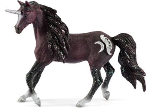 Majestic Schleich Moon Unicorn Stallion figurine with shimmering coat, friendly eyes, perfect for imaginative play and display.