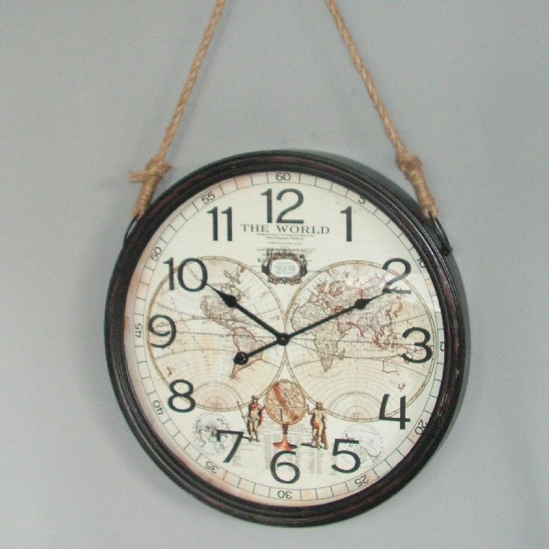 CLOCK - HANGING WORLD MAP (45CM)