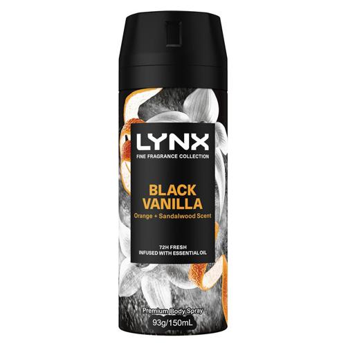 Lynx Spray Black Vanilla 150ml (Pack of 3)