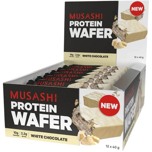 Musashi Protein White Choc Wafer 40g (Pack of 12)