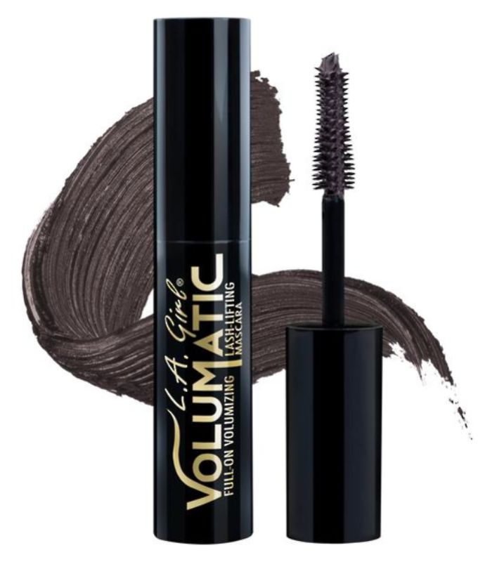 LA Girl Volumatic Mascara in Black Brown for voluminous, lifted lashes; water-resistant, easy to apply, and removes with warm water.