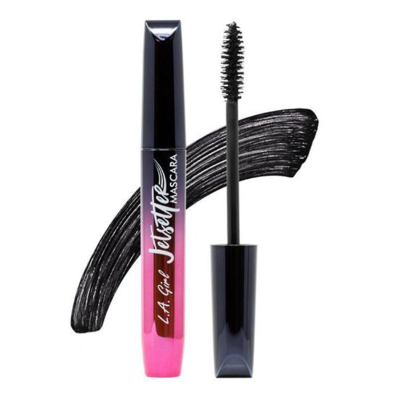 LA Girl Jetsetter Mascara in Black promises fuller, longer lashes with a smudge-proof, water-resistant formula for any lifestyle.