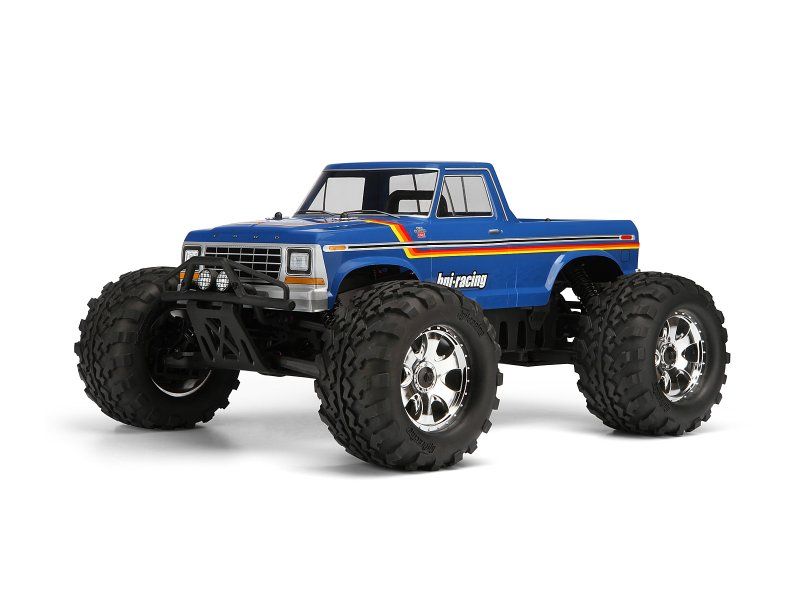 Officially licensed '79 Ford F-150 body for RC cars, crafted from durable polycarbonate with pre-cut realistic decals.