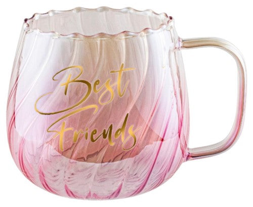 Fluted Glass - Best Friends Pink (650ml)