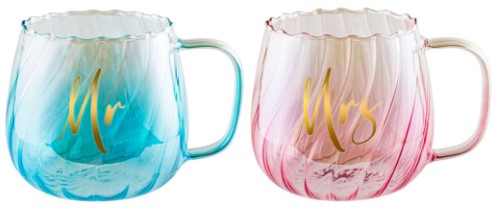 Fluted Glass Set - Mr & Mrs (650ml)