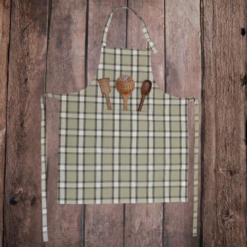 Cotton Kitchen Apron Maison Checks Green 70x85cm - Baksana