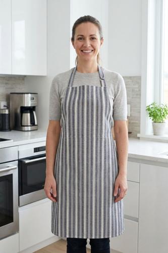Cotton Kitchen Apron Maison Stripes Blue 70x85cm - Baksana