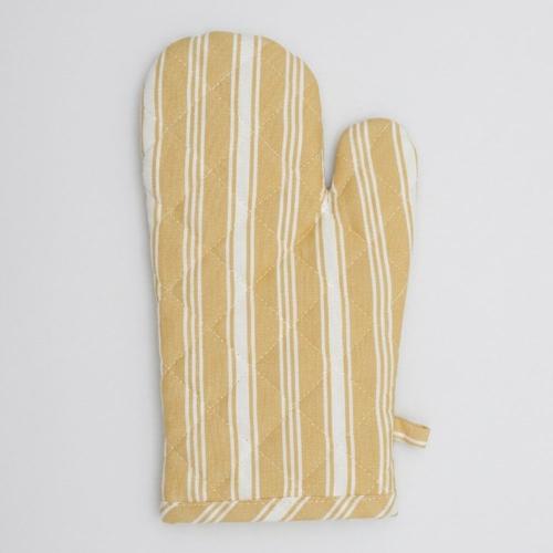Cotton Oven Glove Maison Stripes Yellow 16x31cm - Baksana