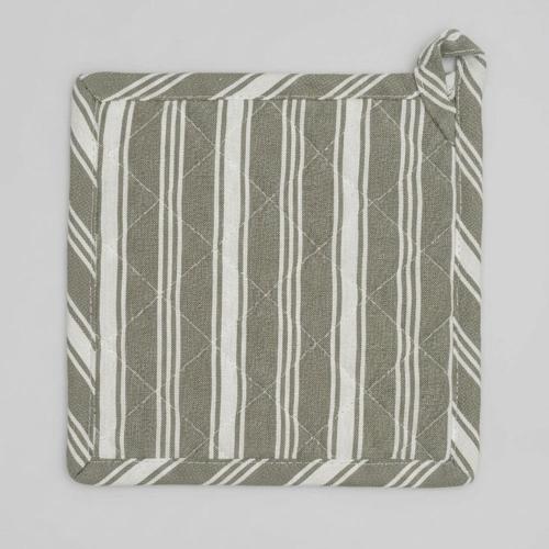 Cotton Pot Holder Maison Stripes Green 20x20cm - Baksana