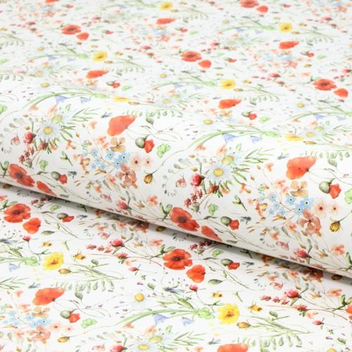 Gloss White Gift Wrapping Paper Wild Flowers 60cmx50m