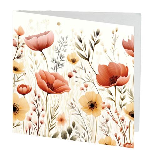 Gift Card Autumnal Flowers Pack of 10 with Envelopes 12cmx12cm