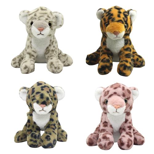 Soft Toy Leopard in 4 Assorted Colours 26cm Pack of 4 Assorted