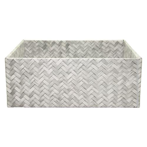 Kraft Hamper Box Medium with White Weave Look Pack of 10 with Interlock Base
