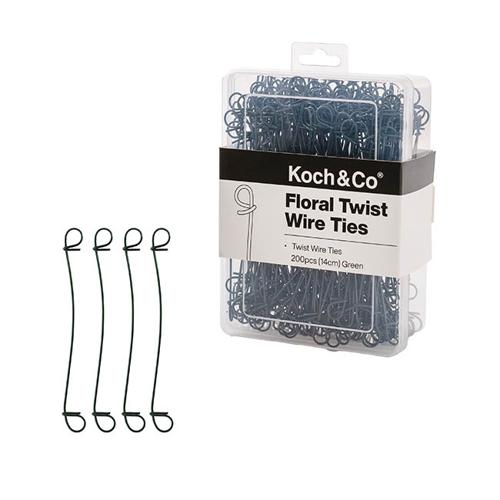 Floral Twist Wire Ties Refill Pack 200pcs 14cm Green