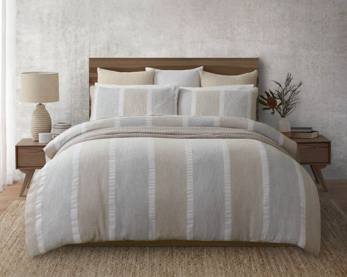 Nina Duvet Set - Grey/Beige - Queen - BAKSANA