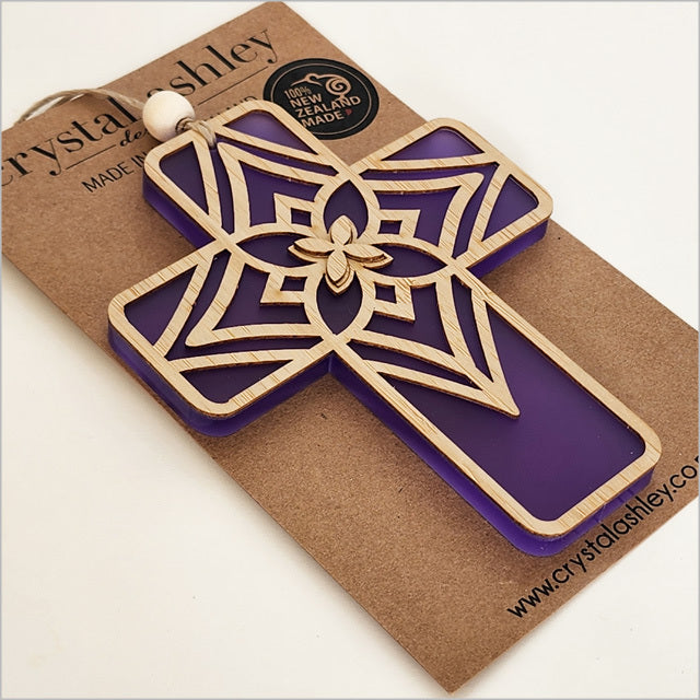 Hanging Ornament - Cross 14 Tapa 2 (Purple Satin Acrylic)