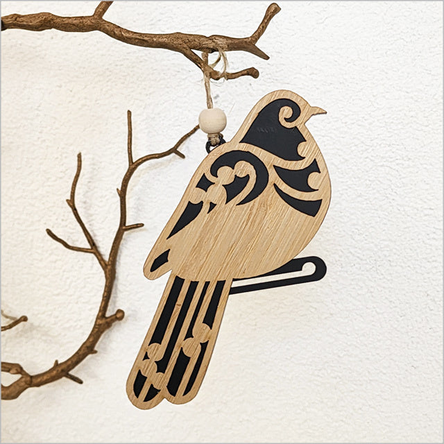 Hanging Ornament - Koru Kereru (Black Satin Acrylic)