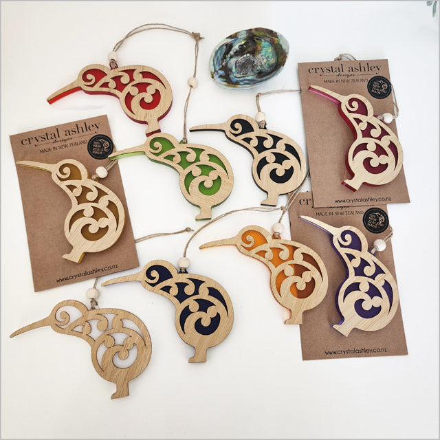 Hanging Ornament - Koru Kiwi (Orange Satin Acrylic)