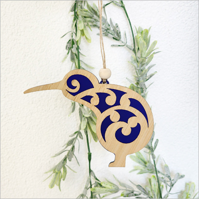 Hanging Ornament - Koru Kiwi (Blue Satin Acrylic)