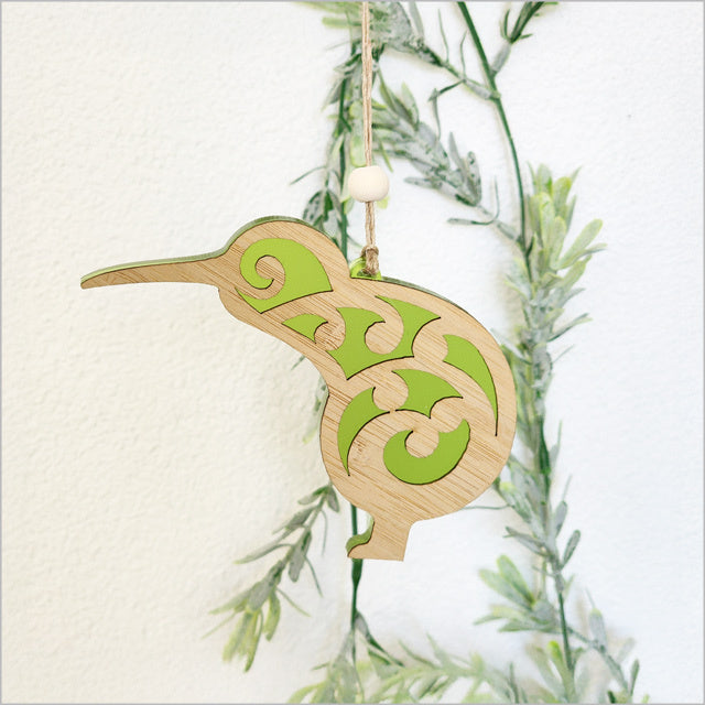 Hanging Ornament - Koru Kiwi (Lime Satin Acrylic)