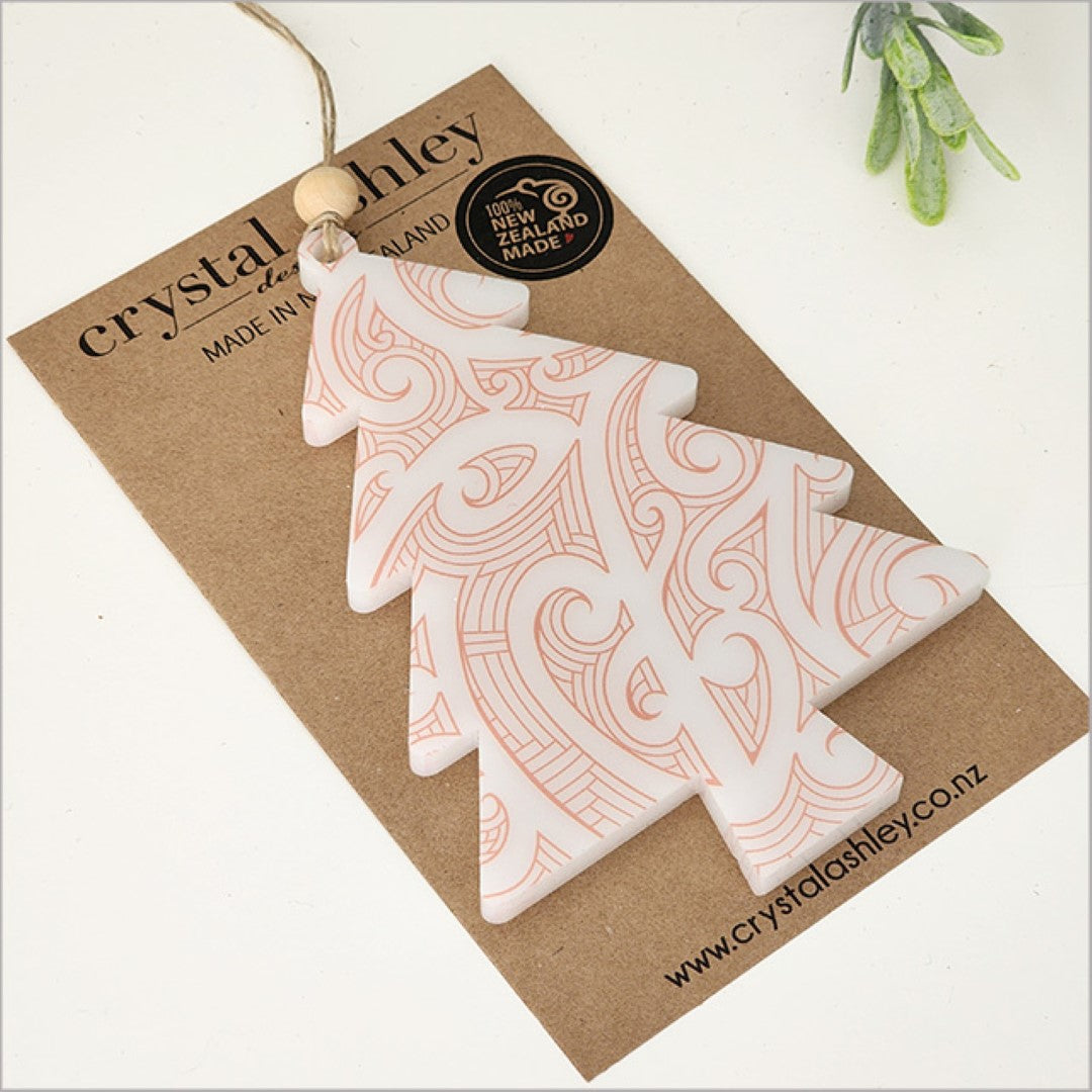 Elegant Printed Tree Hanging Ornament in satin acrylic, 88mm x 125mm, ready to hang for festive decor and gifting.