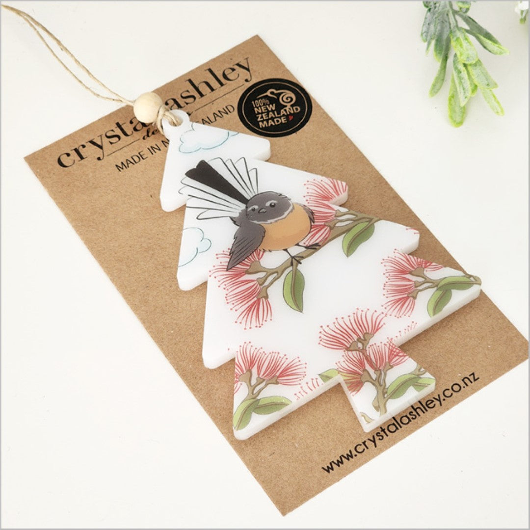 Elegant hanging ornament featuring a laser-cut design of a tree, crafted from 6mm thick satin acrylic, size 88mm x 125mm.