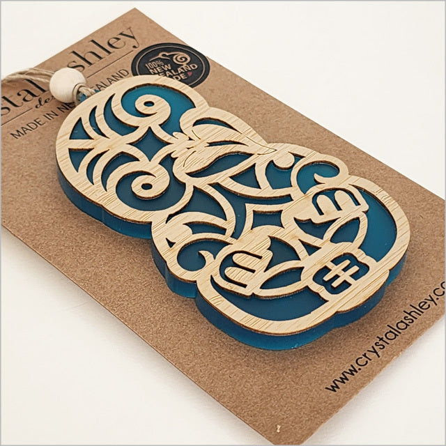 Hanging Ornament - Tiki (Teal Satin Acrylic)