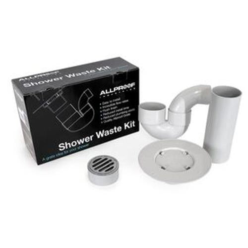 Square Tile Shower Waste Kit 80mm Brass Grate PVC Pipe 50mm Chrome TK80SC
