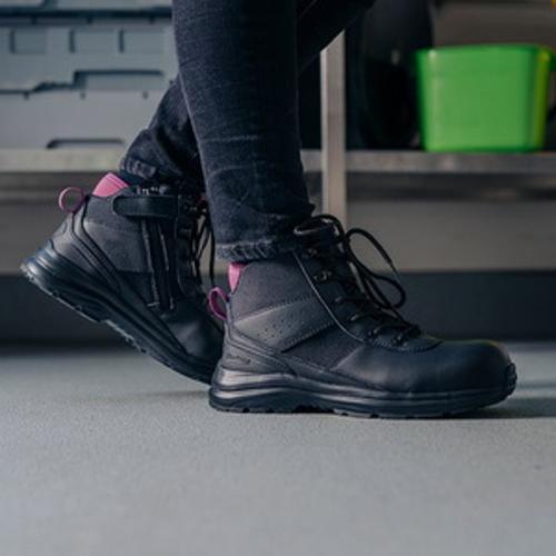 Womens 877 Zip Side Safety Boot Black Size 8