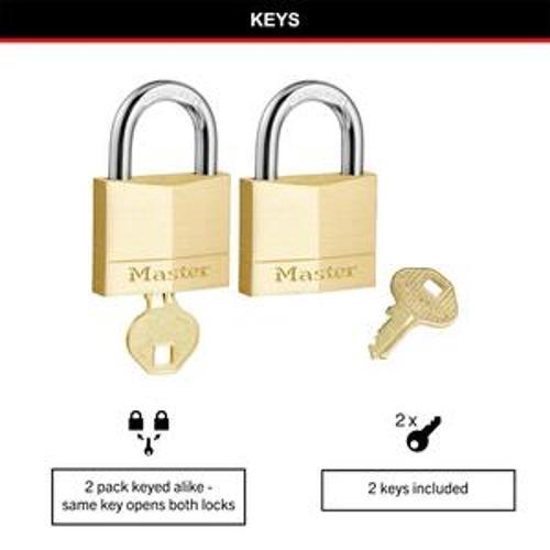 Padlock Brass Diamond Keyed 40mm 2 Pack